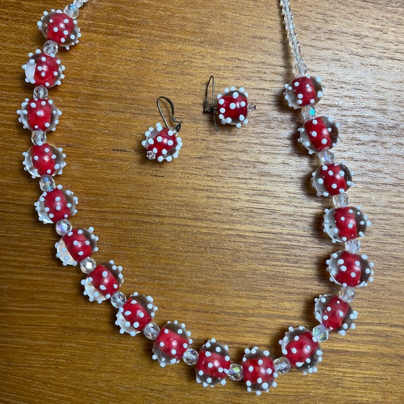 Hand Made Lamp Work Bead Necklace/Earrings - Picture 1 of 9